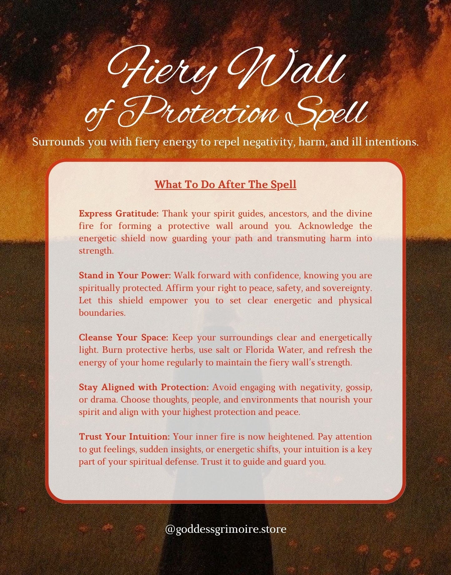 Fiery Wall of Protection Spell