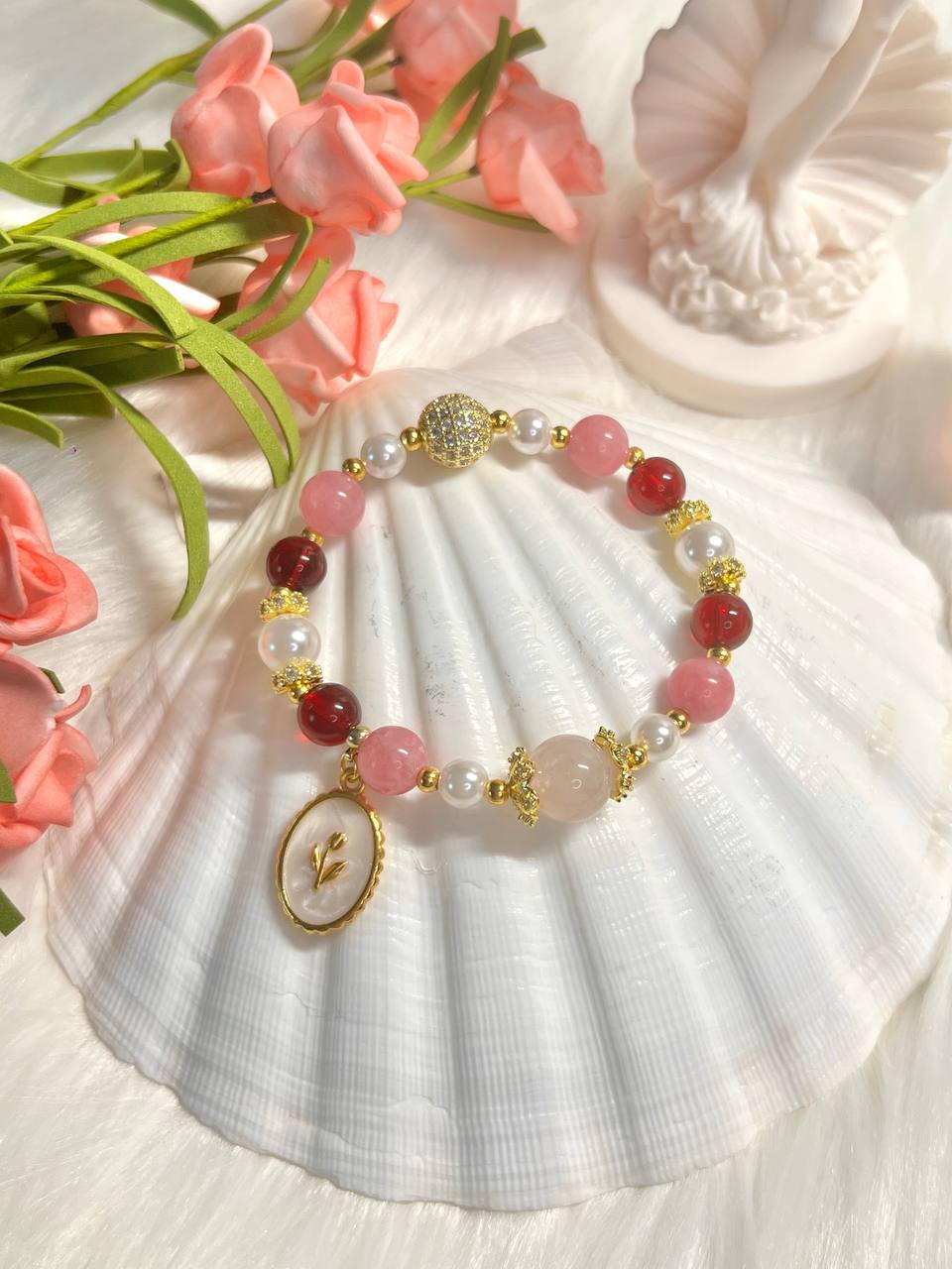 Aphrodite Bracelet - Rose Quartz, Pink Jadeite, Garnet