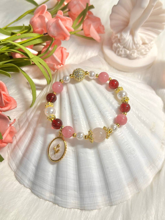 Aphrodite Bracelet - Rose Quartz, Pink Jadeite, Garnet