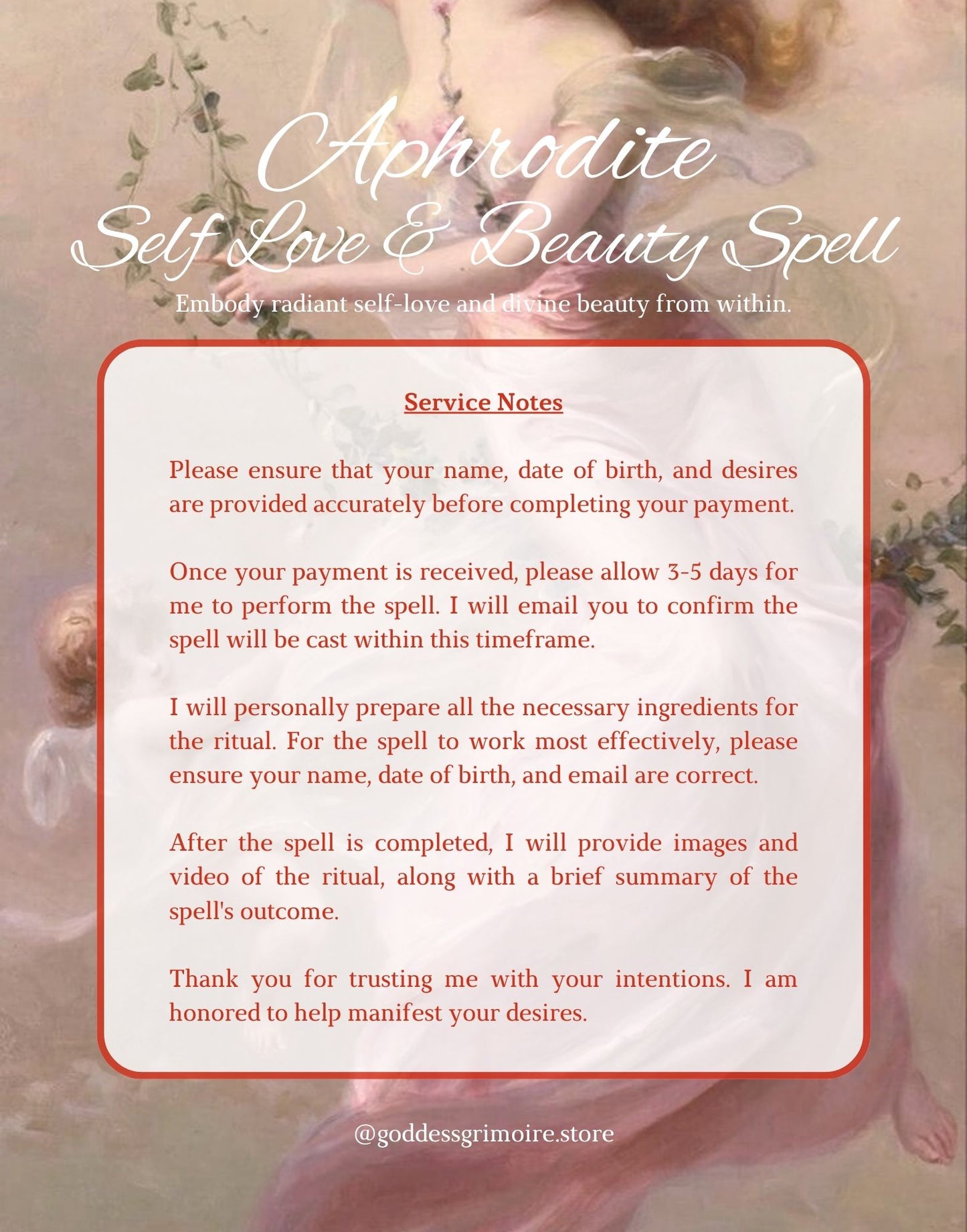 Aphrodite Self Love and Beauty Spell