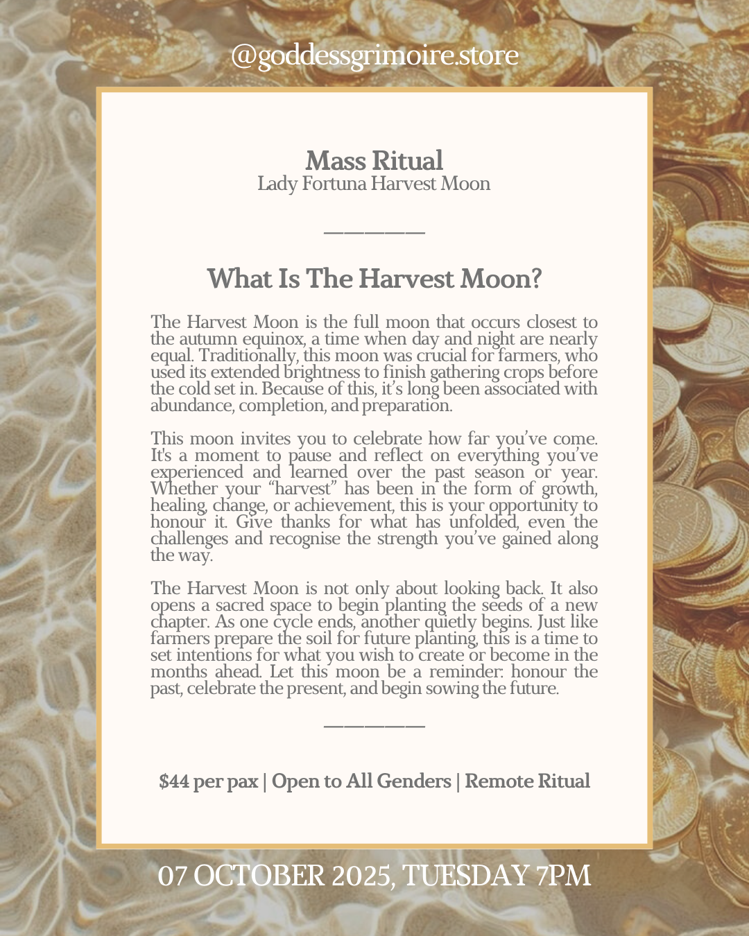 Mass Ritual - Lady Fortuna Harvest Moon Mass Ritual