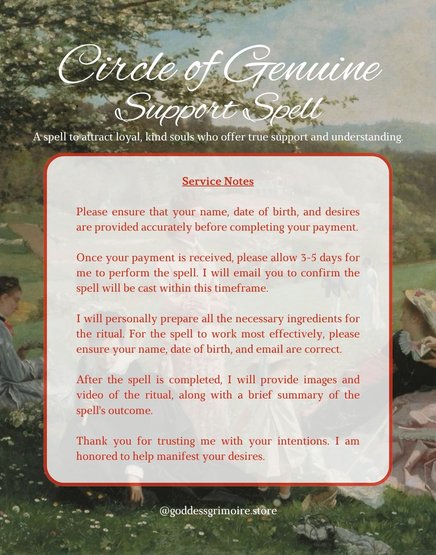 Circle of Genuine Support Spell