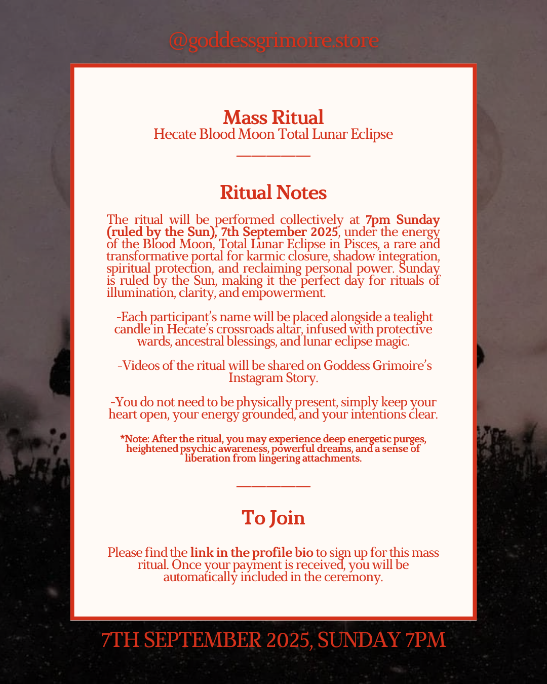 Mass Ritual - Hecate Blood Moon Total Lunar Eclipse Portal