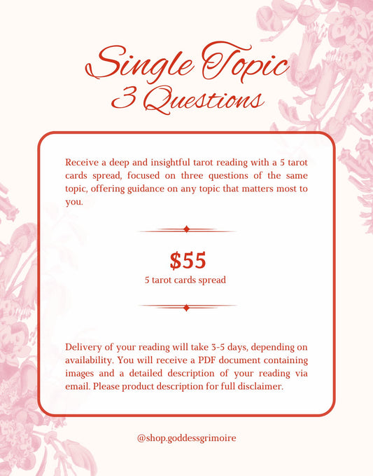Single Topic - 3 Questions Tarot Reading