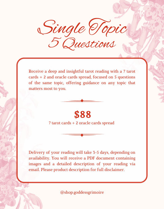 Single Topic - 5 Questions Tarot Reading