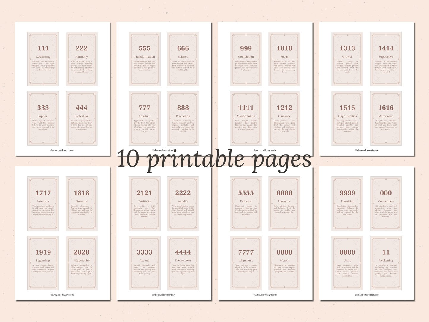 Angel Numbers - Printable Cards