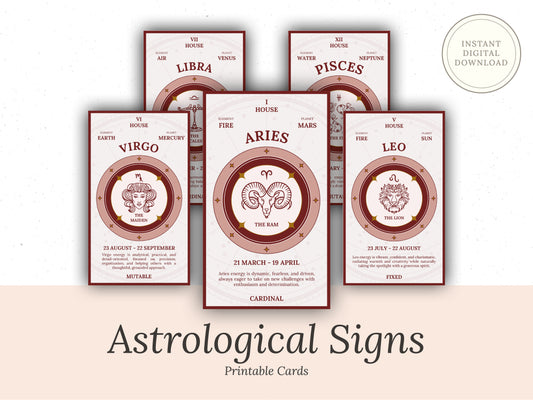 Astrological Signs - Printable Cards