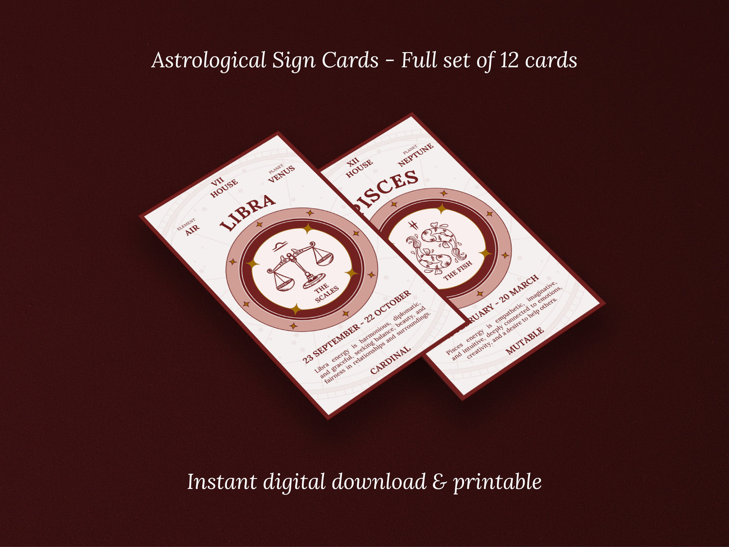 Astrological Signs - Printable Cards