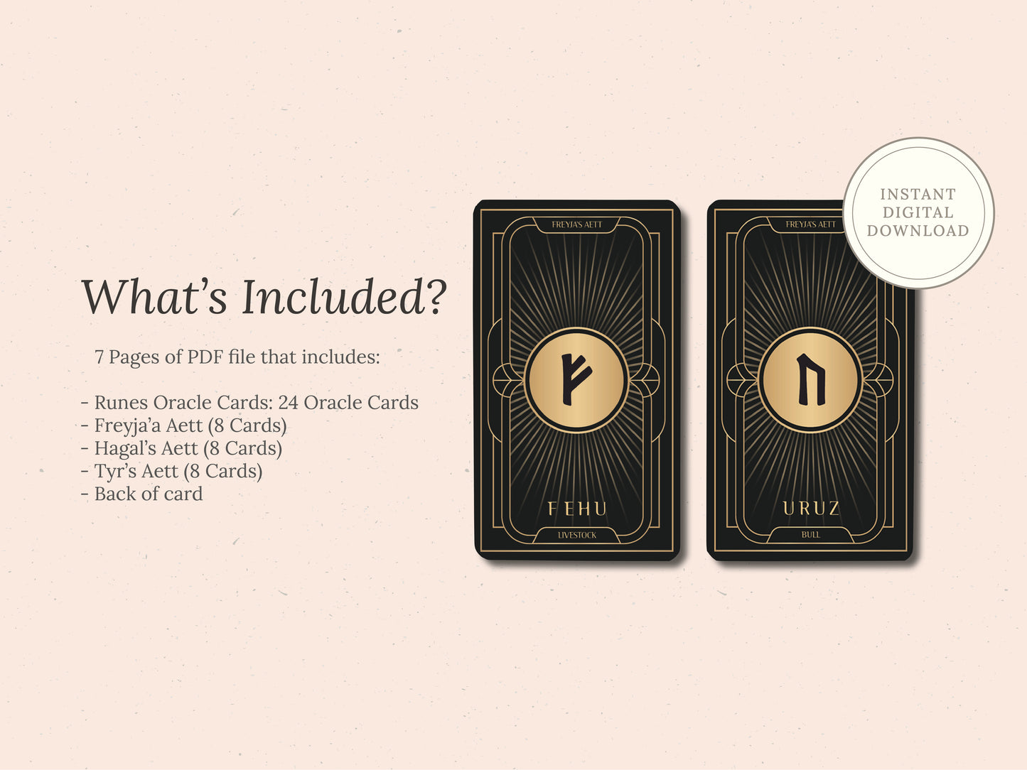 Elder Futhark Runic Oracle Cards - Printable Cards