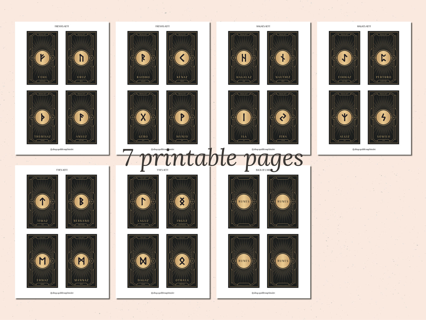Elder Futhark Runic Oracle Cards - Printable Cards