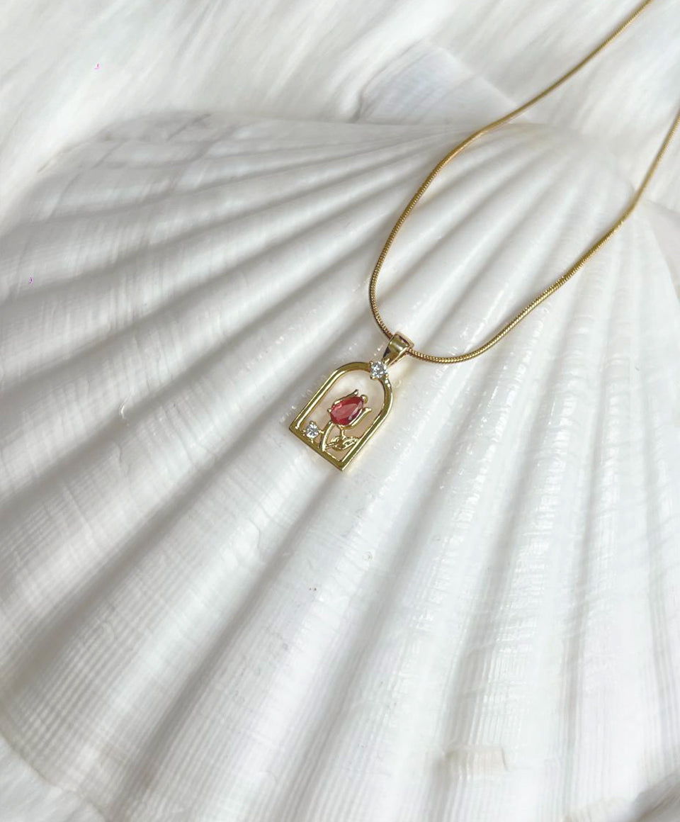 Tulip Flower - 18k Gold Plated Necklace