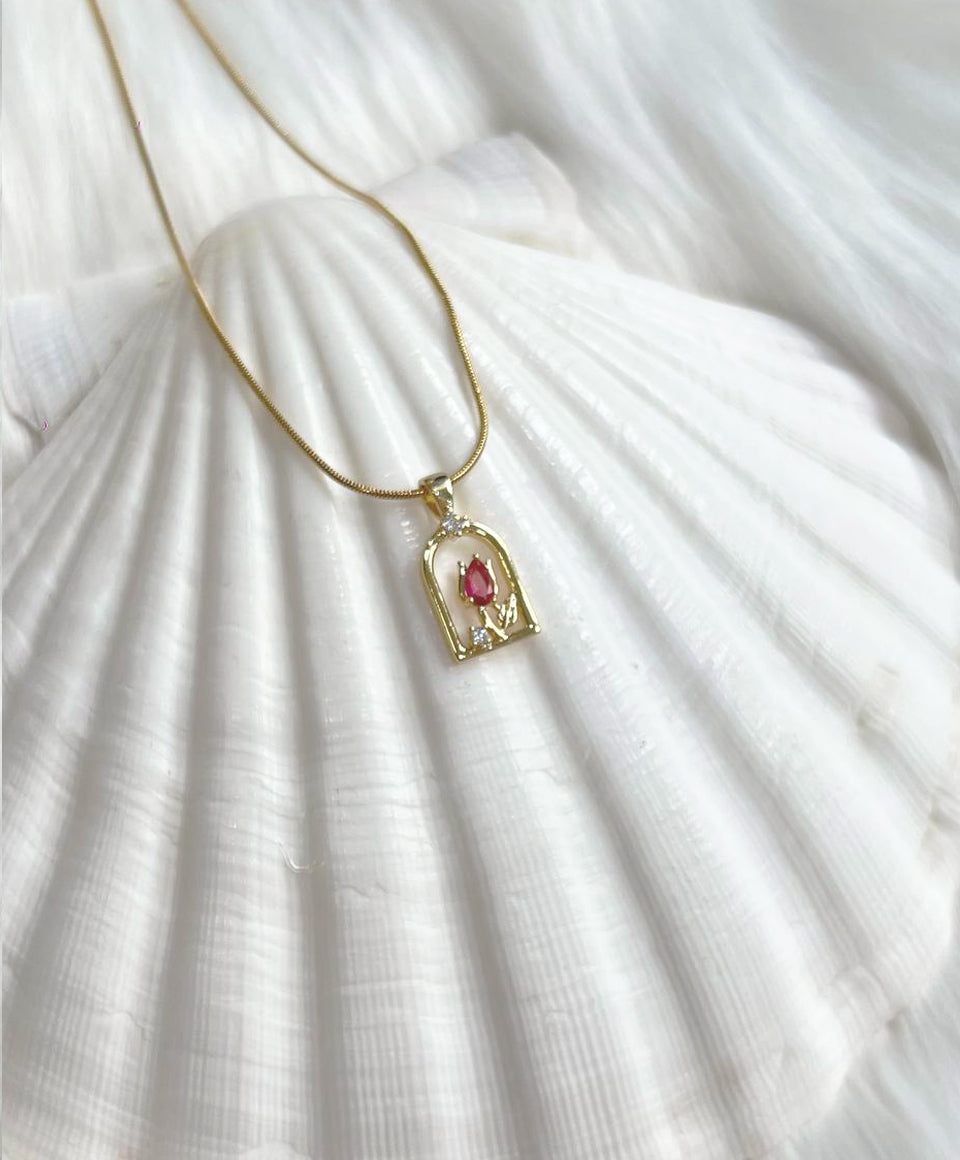 Tulip Flower - 18k Gold Plated Necklace