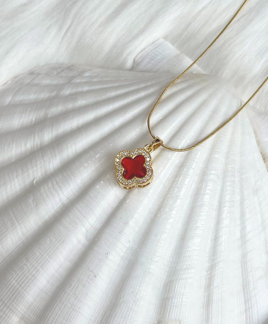 Red Clover - 18k Gold Plated Necklace