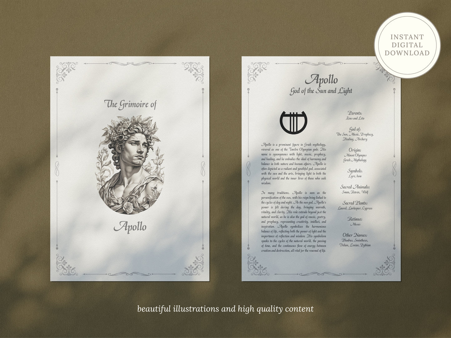 Apollo - God of the Sun - Grimoire Pages