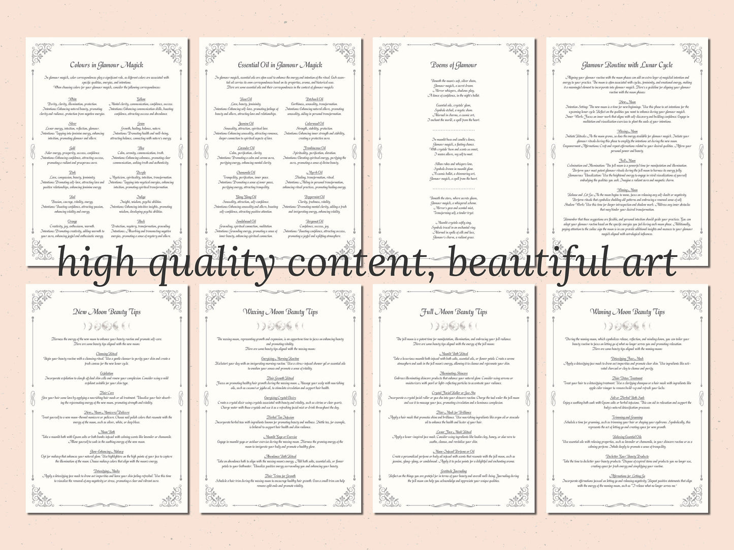 Glamour Magick - Grimoire Pages - Beauty Magick - Beauty Spells - Witchcraft - Book Of Shadows - Printable - Digital Book of Shadows