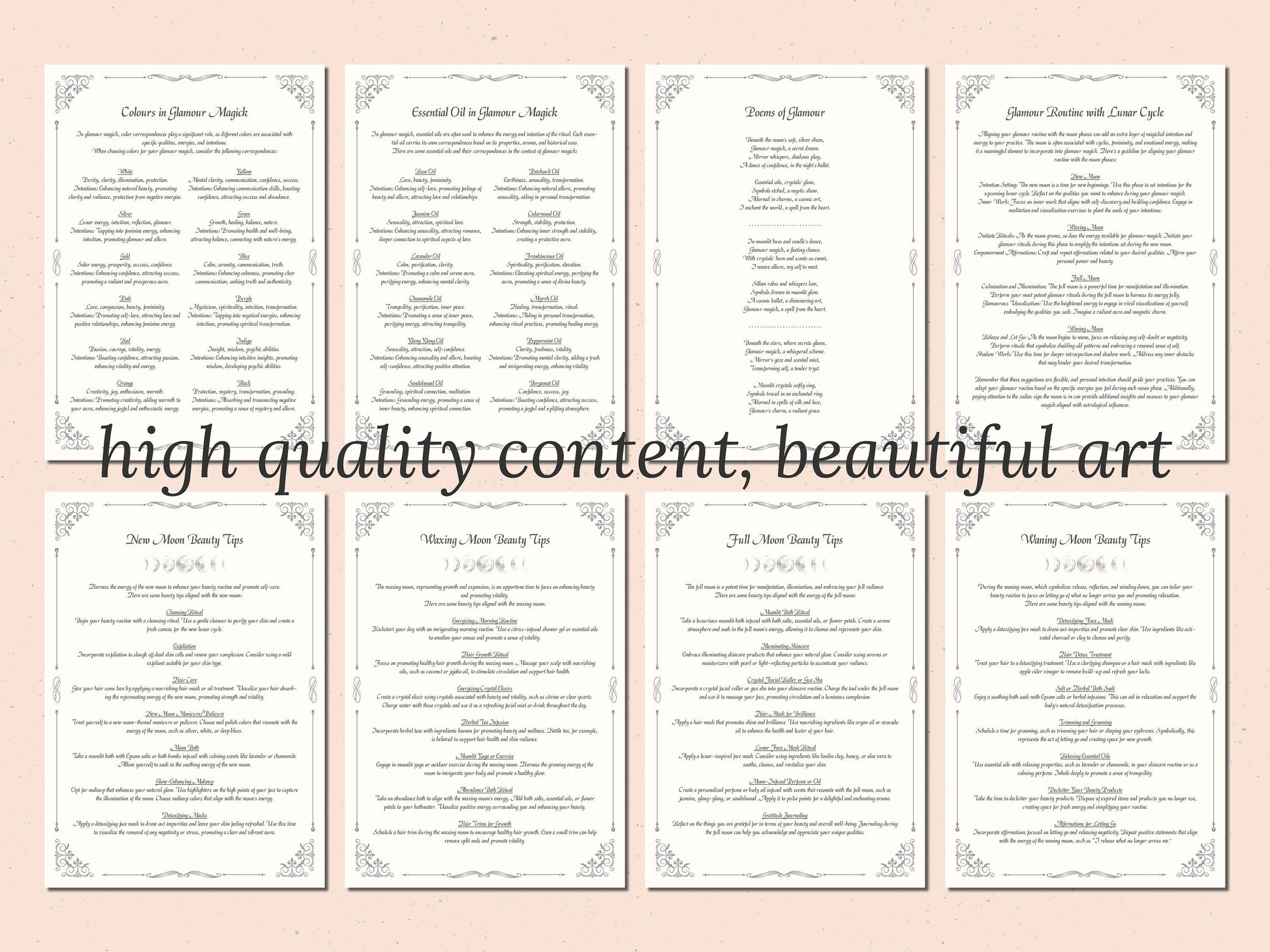 Glamour Magick - Grimoire Pages - Beauty Magick - Beauty Spells - Witchcraft - Book Of Shadows - Printable - Digital Book of Shadows