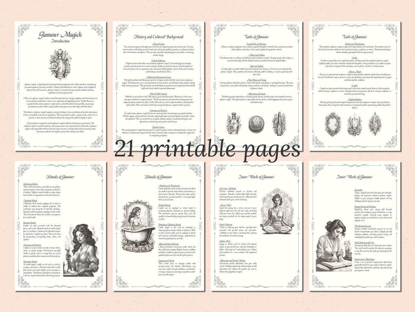 Glamour Magick - Grimoire Pages - Beauty Magick - Beauty Spells - Witchcraft - Book Of Shadows - Printable - Digital Book of Shadows