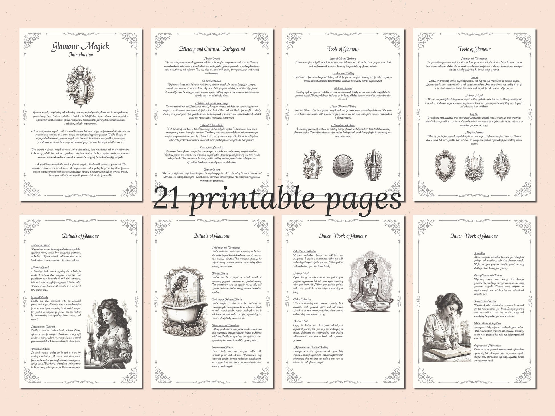 Glamour Magick - Grimoire Pages - Beauty Magick - Beauty Spells - Witchcraft - Book Of Shadows - Printable - Digital Book of Shadows