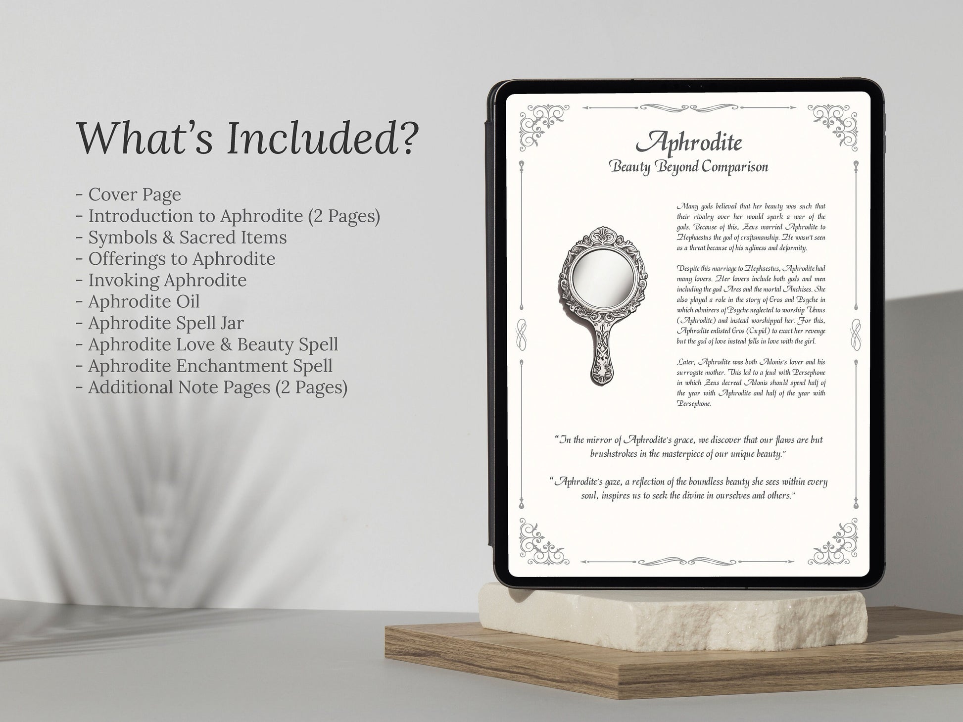 Aphrodite - Grimoire Pages - Beauty Magick - Beauty Spells - Witchcraft - Book Of Shadows - Printable - Digital Book of Shadows - Deity