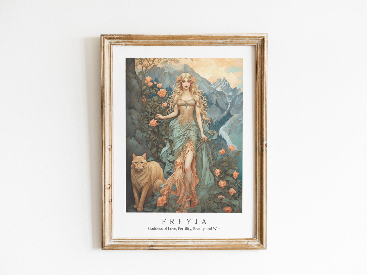 Freyja Digital Art - Goddess of Love, Beauty, War, Fertility, Norse Goddess, Freyja Painting, Freyja Wall Art, Witchcraft, Instant Download