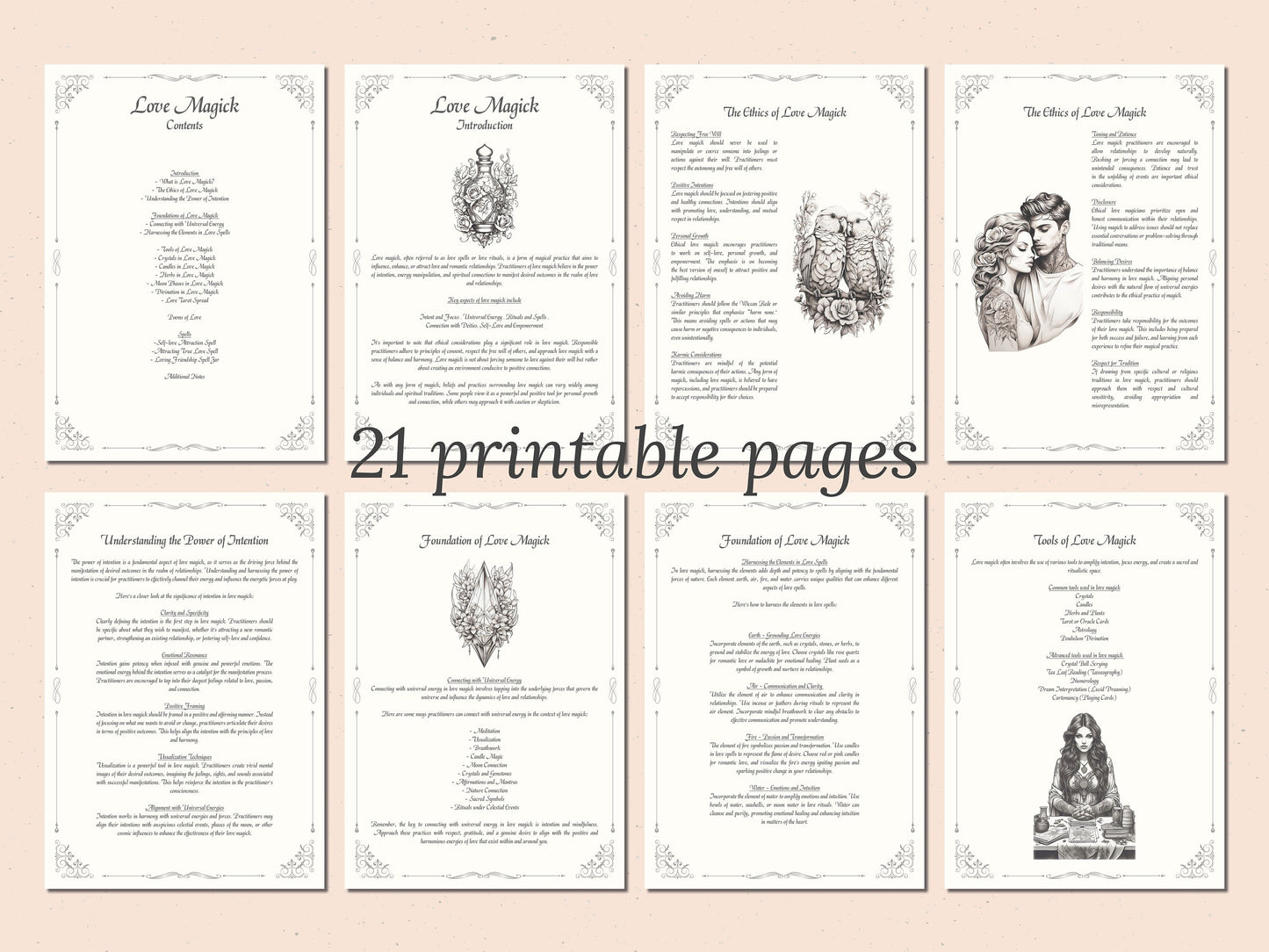 Love Magick - Grimoire Pages - Relationship Magick - Love Spells - Witchcraft - Book Of Shadows - Printable - Digital Book of Shadows - Love