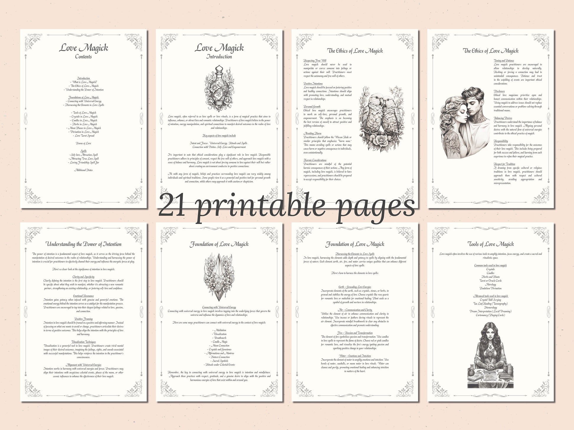 Love Magick - Grimoire Pages - Relationship Magick - Love Spells - Witchcraft - Book Of Shadows - Printable - Digital Book of Shadows - Love