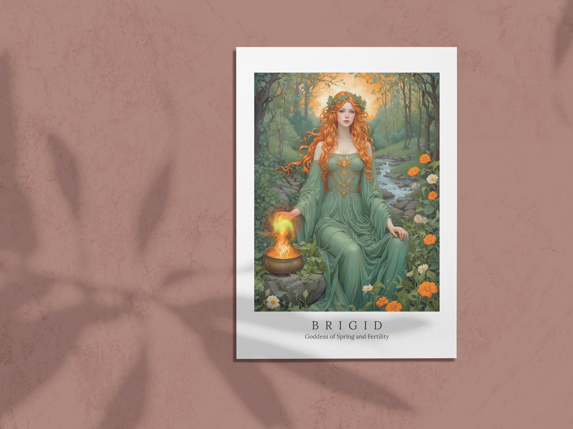 Brigid Digital Art - Goddess of Spring, Healing, Fertility, Celtic Goddess, Brigid Painting, Brigid Wall Art, Imbolc, Witchcraft, Instant