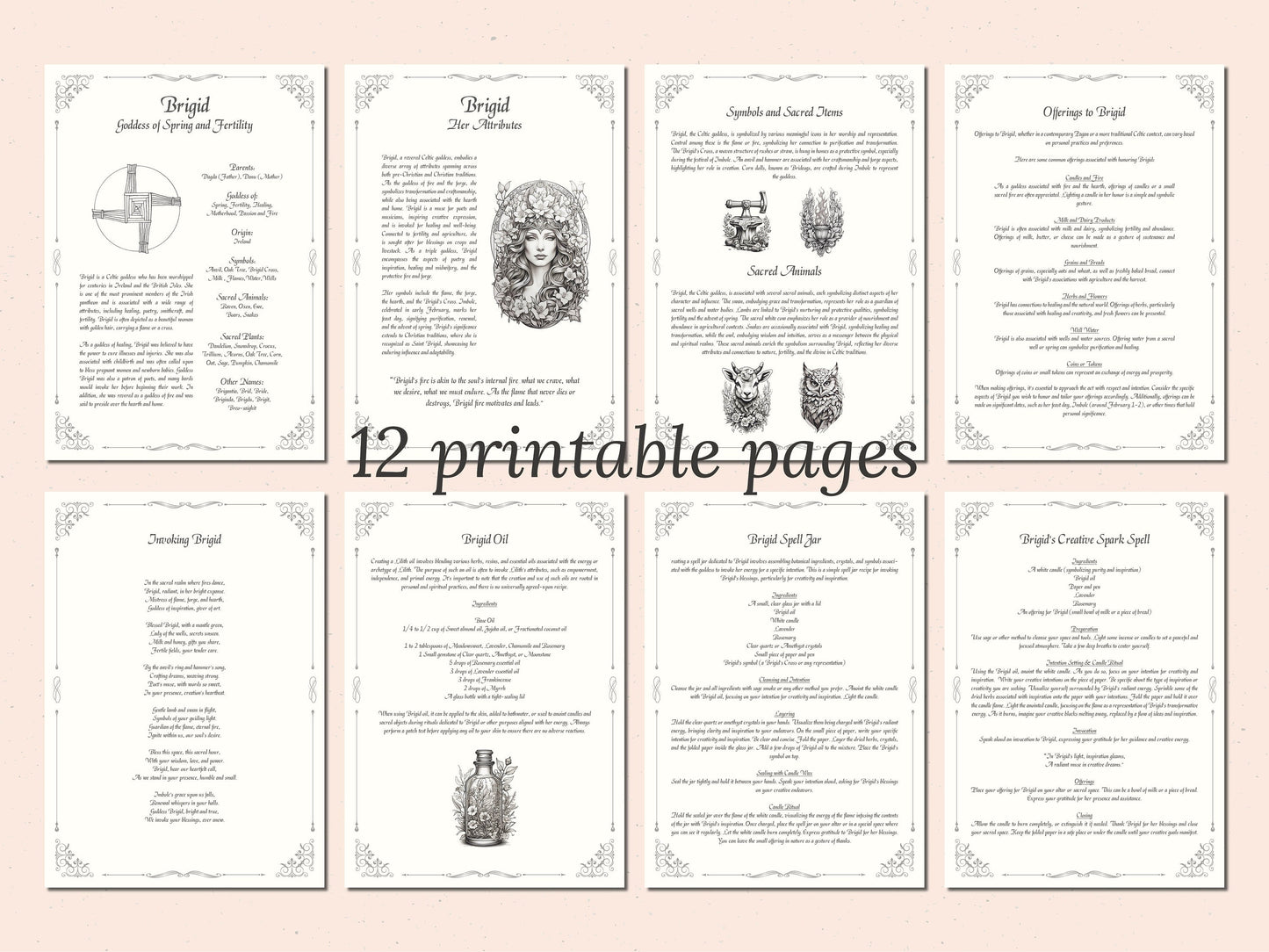 Brigid - Grimoire Pages - Healing Magick - Celtic Goddess - Witchcraft - Book Of Shadows - Goddess of Spring - Imbolc - Magick - Spells