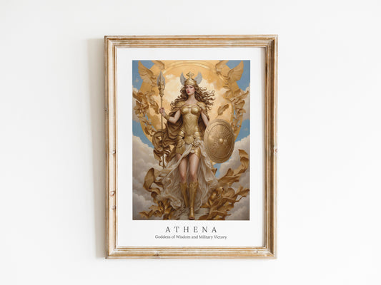 Athena Digital Art - Goddess of Wisdom, Goddess of Victory, Goddess of War, Ancient Greek Art, Greek Mythology, Athena Painting, Altar Decor