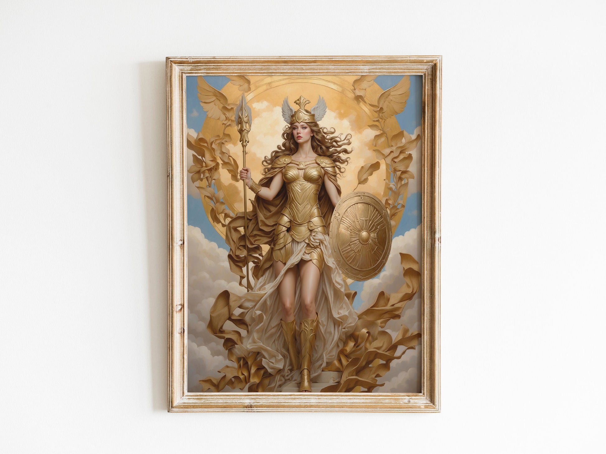 Athena Digital Art - Goddess of Wisdom, Goddess of Victory, Goddess of War, Ancient Greek Art, Greek Mythology, Athena Painting, Altar Decor