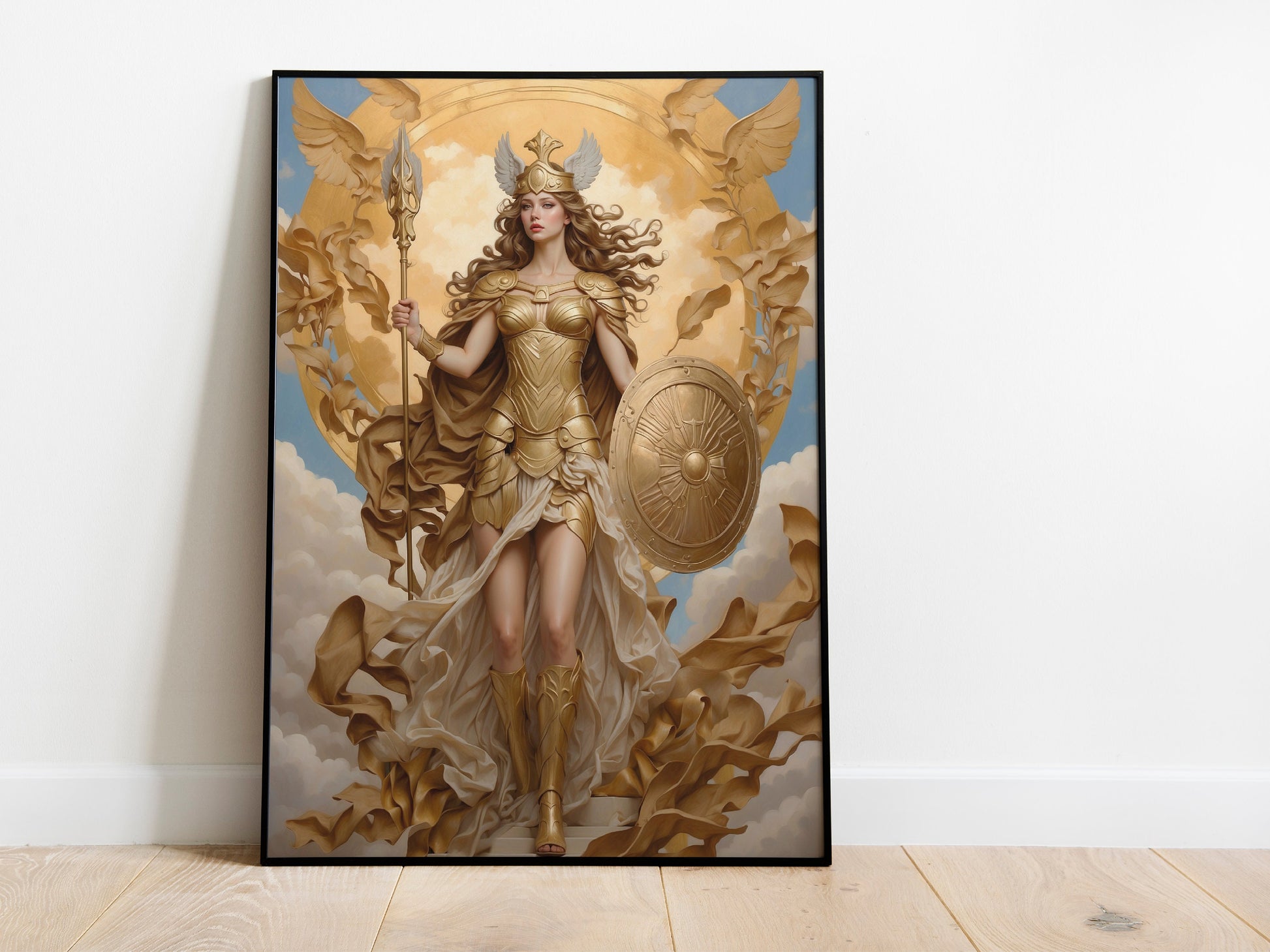 Athena Digital Art - Goddess of Wisdom, Goddess of Victory, Goddess of War, Ancient Greek Art, Greek Mythology, Athena Painting, Altar Decor