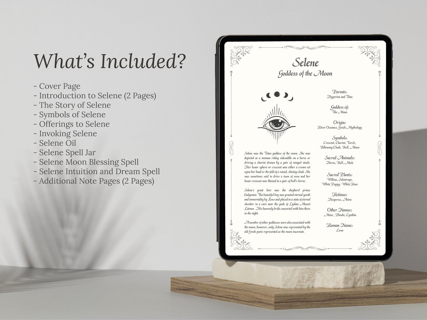 Selene - Grimoire Pages - Goddess of the Moon - Dream Spells - Book Of Shadows - Printable - Digital Guide - Witchcraft - Intuition Spells