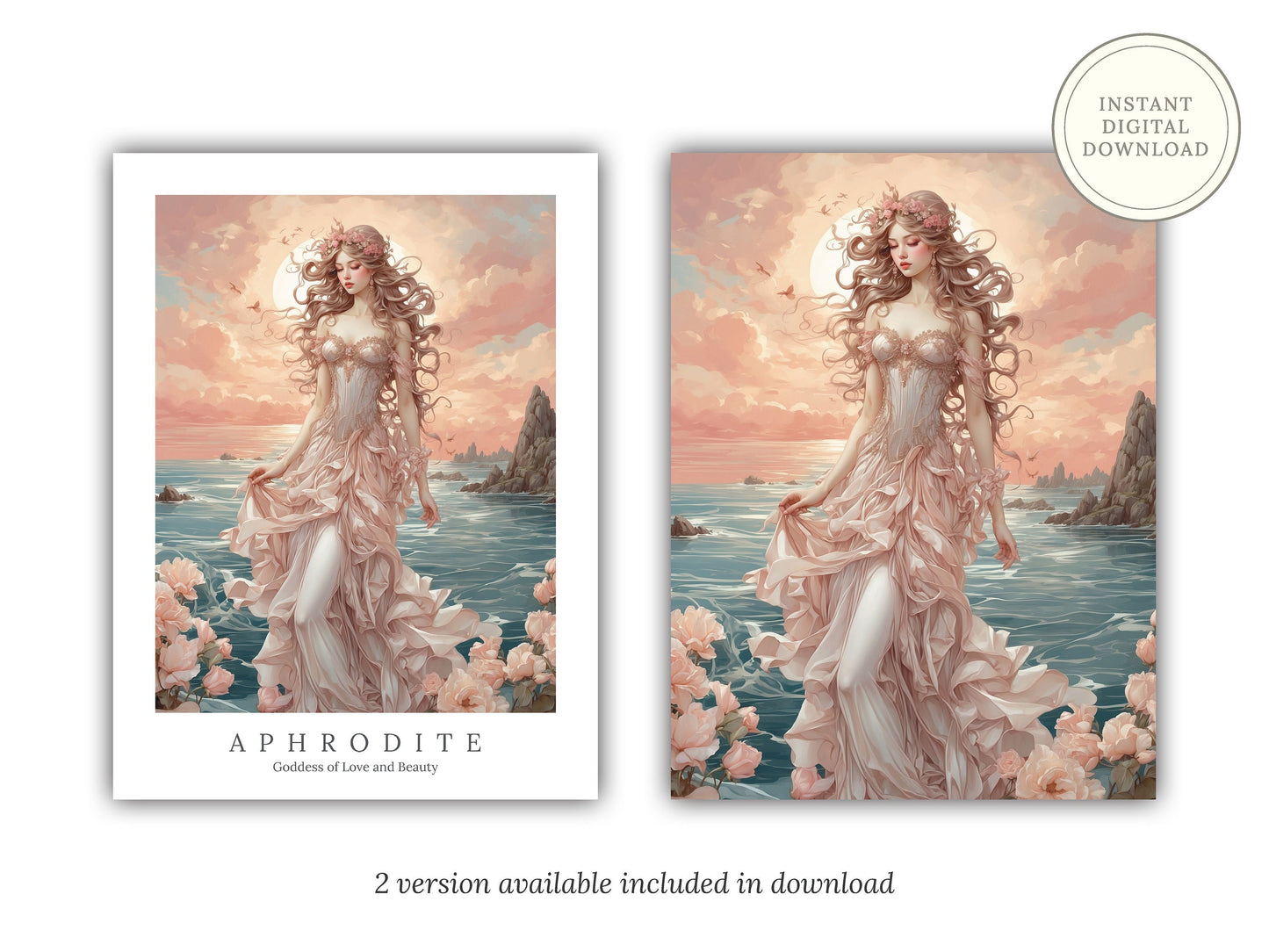 Aphrodite Digital Art - Goddess of Love and Beauty, Ancient Greece Art, Greek Mythology Print, Aphrodite Painting, Greek Goddess, Witchcraft