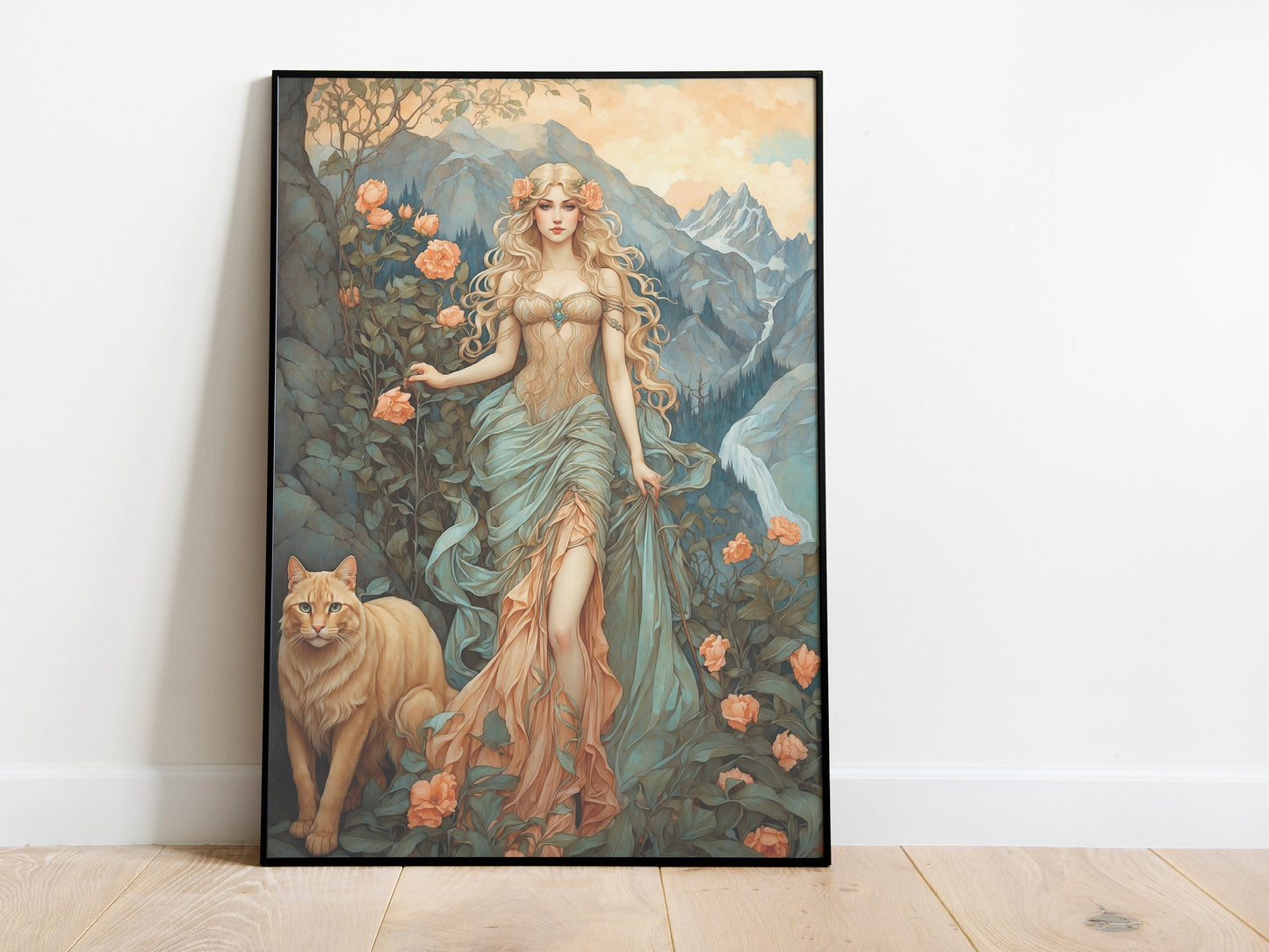 Freyja Digital Art - Goddess of Love, Beauty, War, Fertility, Norse Goddess, Freyja Painting, Freyja Wall Art, Witchcraft, Instant Download