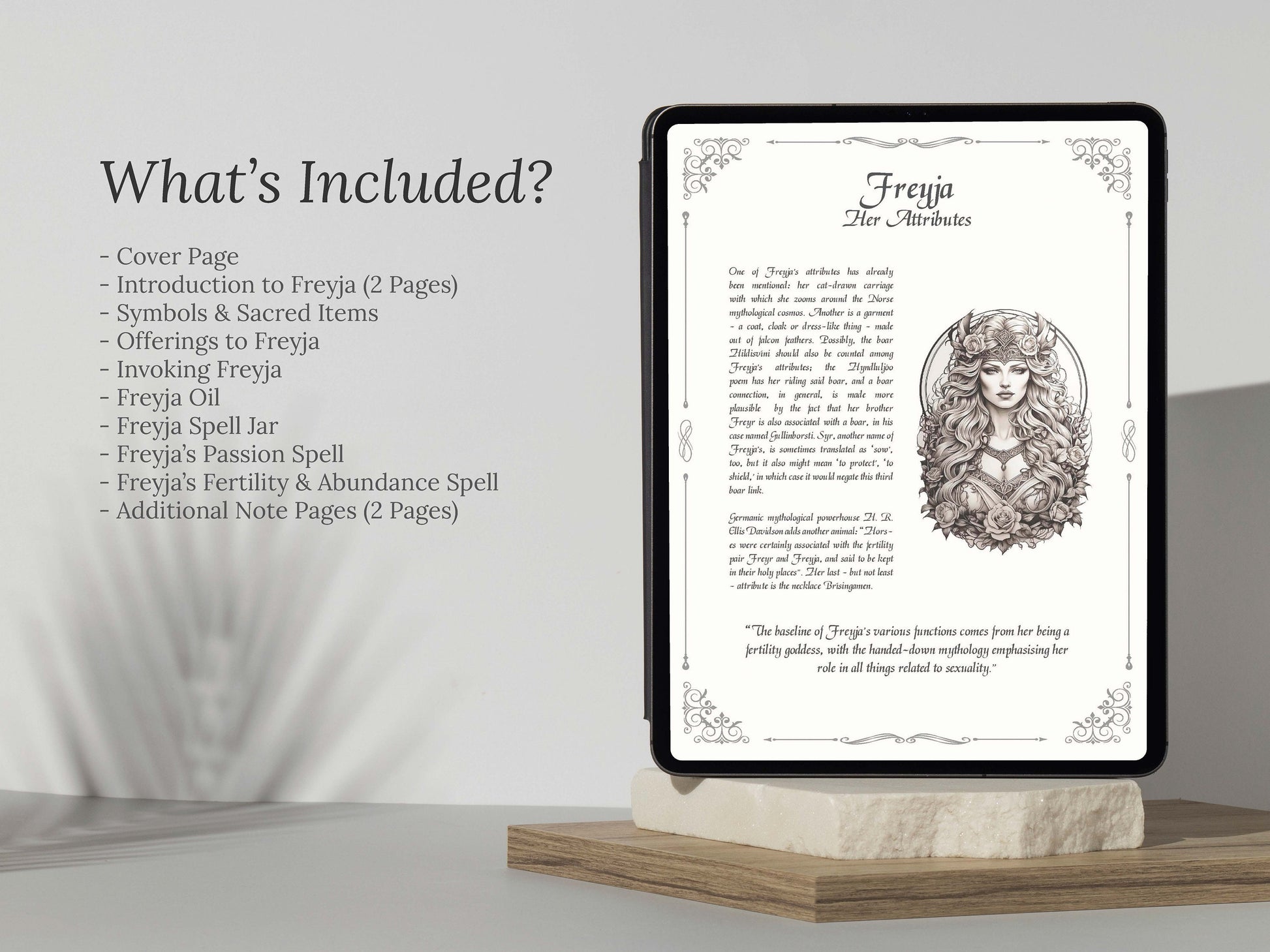 Freyja - Grimoire Pages - Beauty Magick - Love Spells - Witchcraft - Book Of Shadows - Printable - Digital Book of Shadows - Goddess of Love
