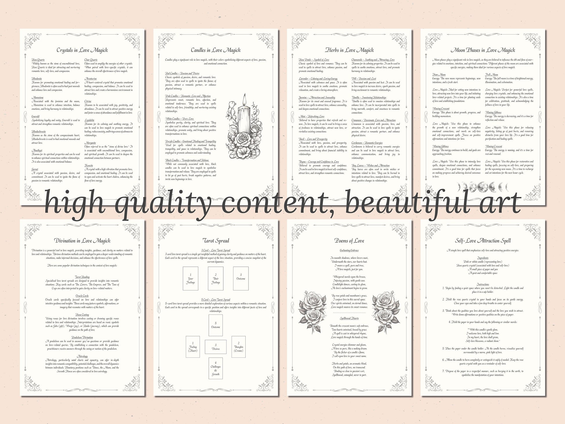 Love Magick - Grimoire Pages - Relationship Magick - Love Spells - Witchcraft - Book Of Shadows - Printable - Digital Book of Shadows - Love