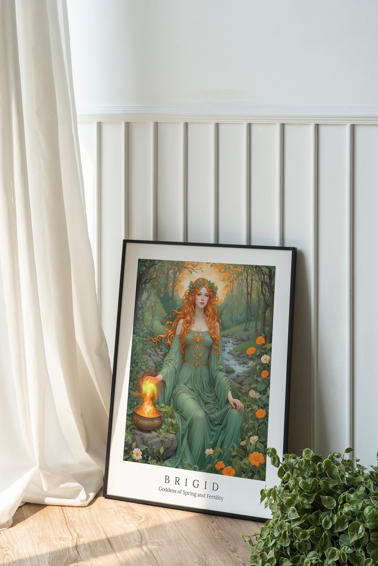 Brigid Digital Art - Goddess of Spring, Healing, Fertility, Celtic Goddess, Brigid Painting, Brigid Wall Art, Imbolc, Witchcraft, Instant