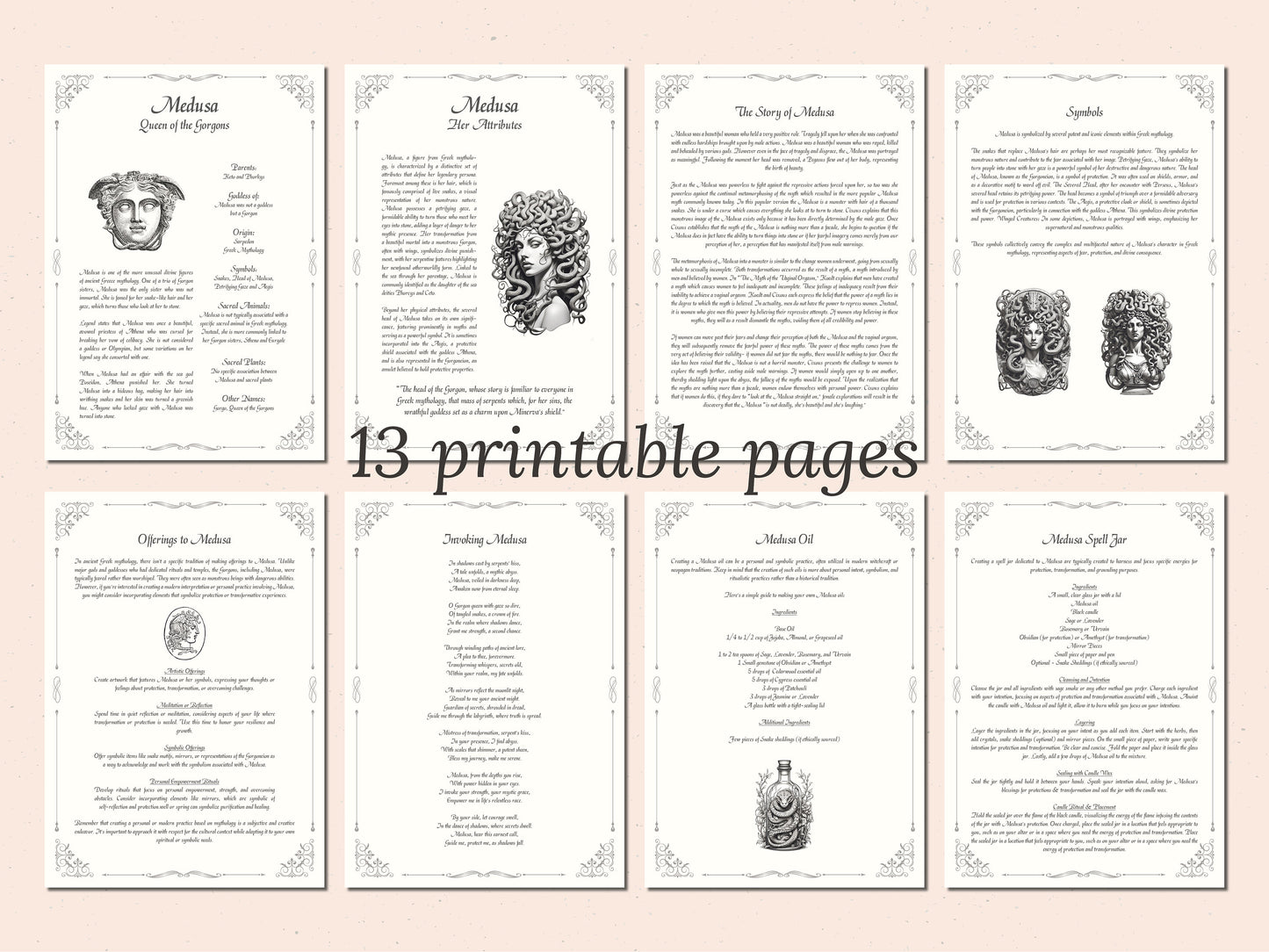 Medusa - Grimoire Pages - Protection Magick - Gorgon - Witchcraft - Book Of Shadows - Gorgon Magick - Occult - Queen of Gorgons - Spellwork