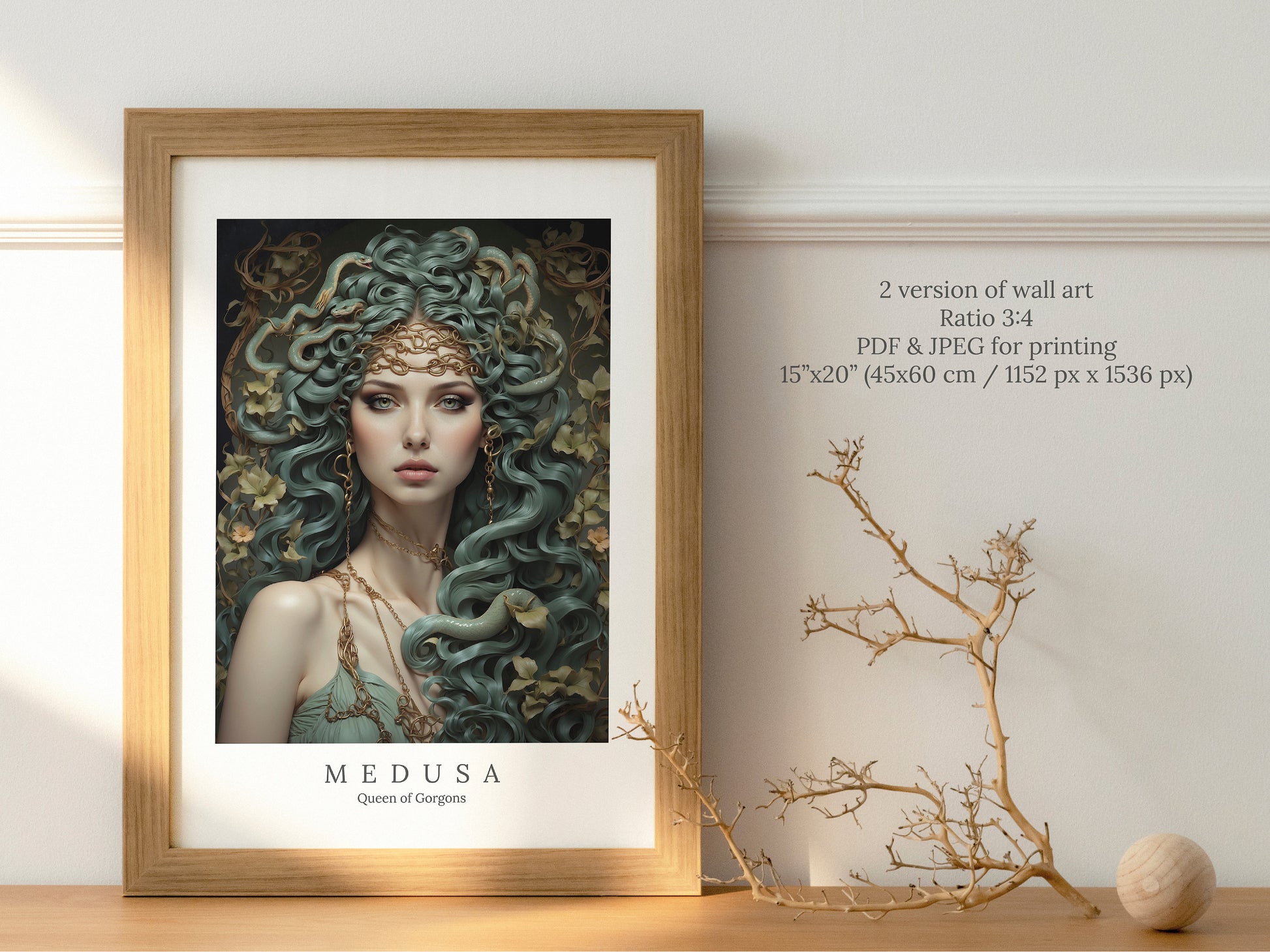 Medusa Digital Art - Queen of Gorgons, Protection, Empowerment, Greek Mythology, Medusa Wall Art, Medusa Painting, Witchcraft, Gorgon Spell