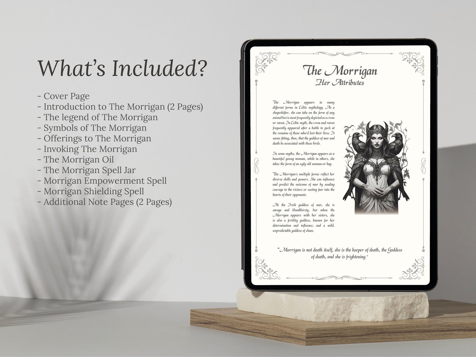 The Morrigan - Grimoire Pages, Empowerment Magick, Dark Goddess, Witchcraft, Book Of Shadows, Demonic, Occult, Goddess of War and Death