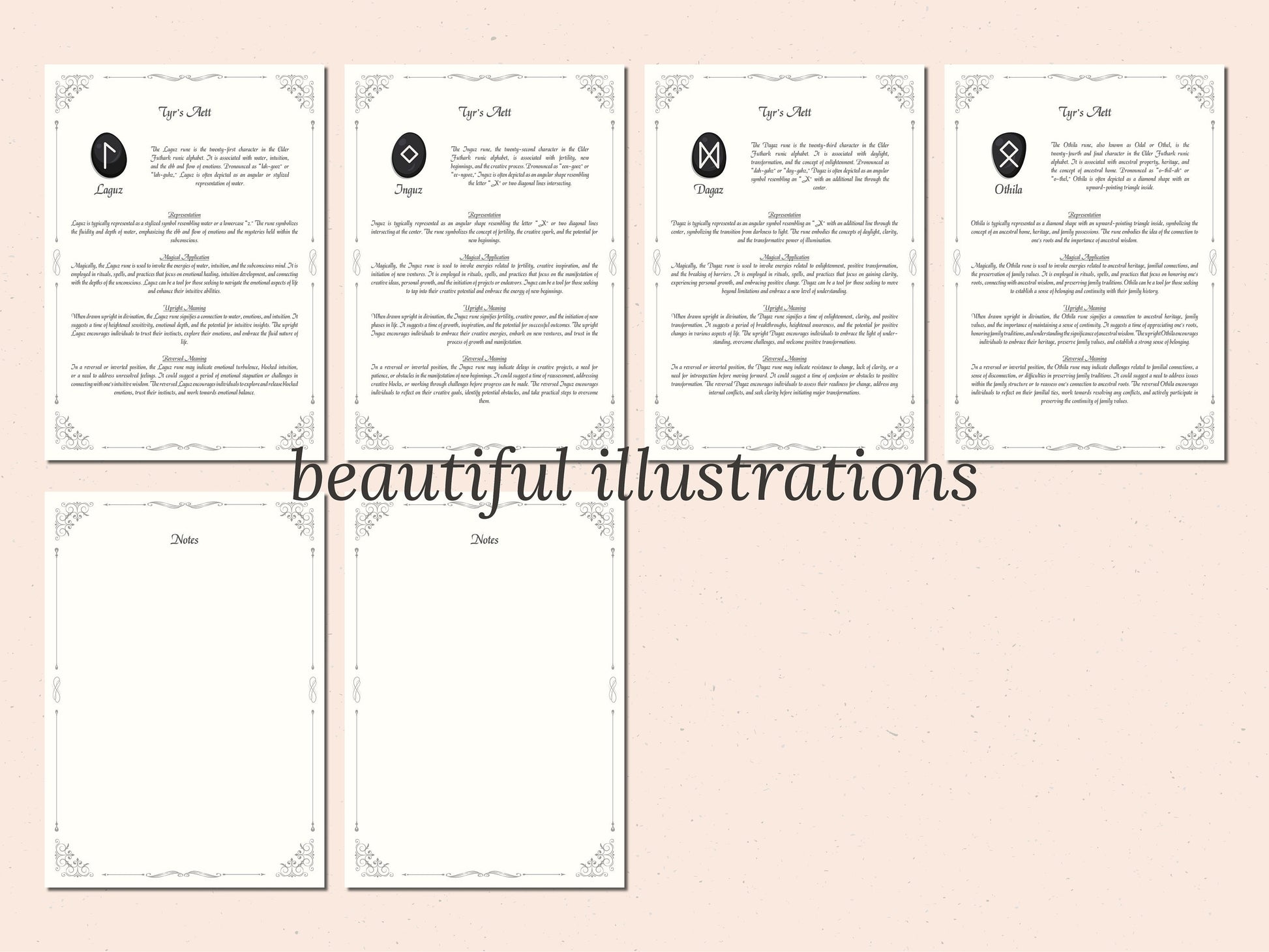 Rune Magick - Rune Stones Cheat Sheet - Printable Grimoire Page - Book Of Shadows Pages - Witchcraft - Runic Magic - Elder Futhark - Viking