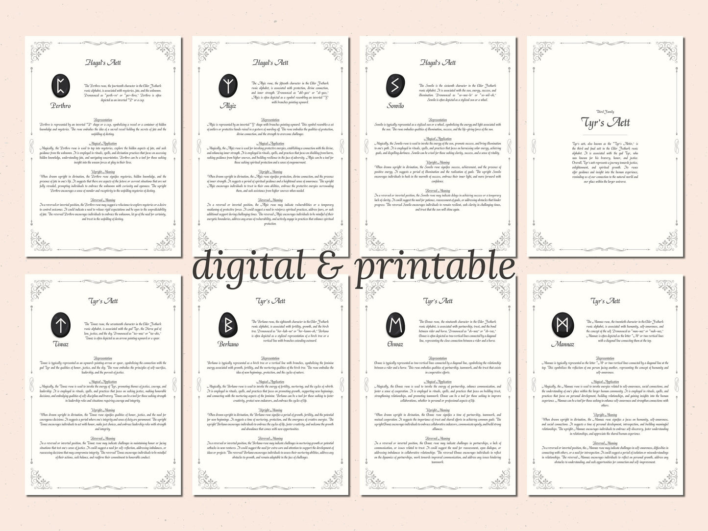 Rune Magick - Rune Stones Cheat Sheet - Printable Grimoire Page - Book Of Shadows Pages - Witchcraft - Runic Magic - Elder Futhark - Viking