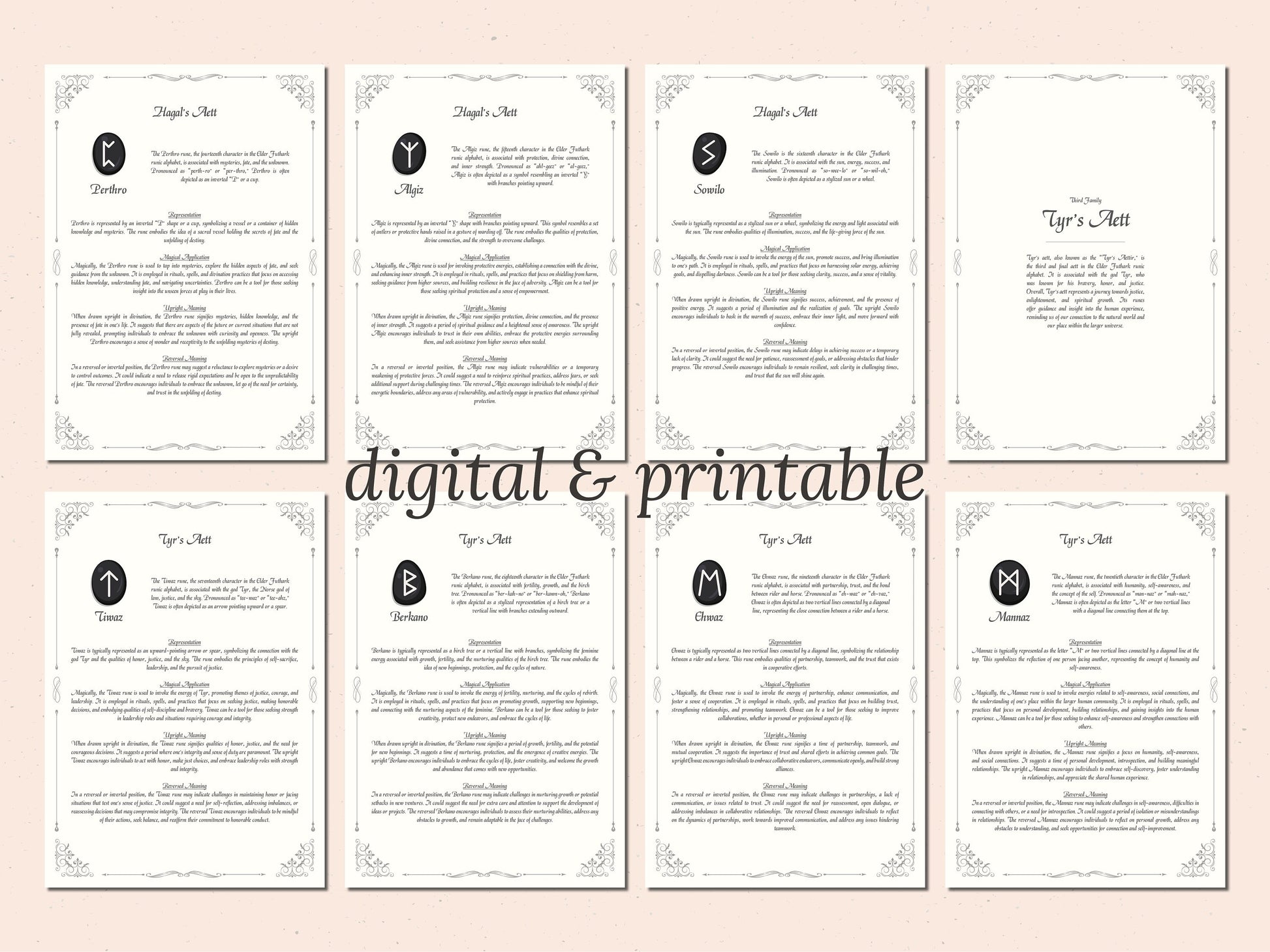 Rune Magick - Rune Stones Cheat Sheet - Printable Grimoire Page - Book Of Shadows Pages - Witchcraft - Runic Magic - Elder Futhark - Viking