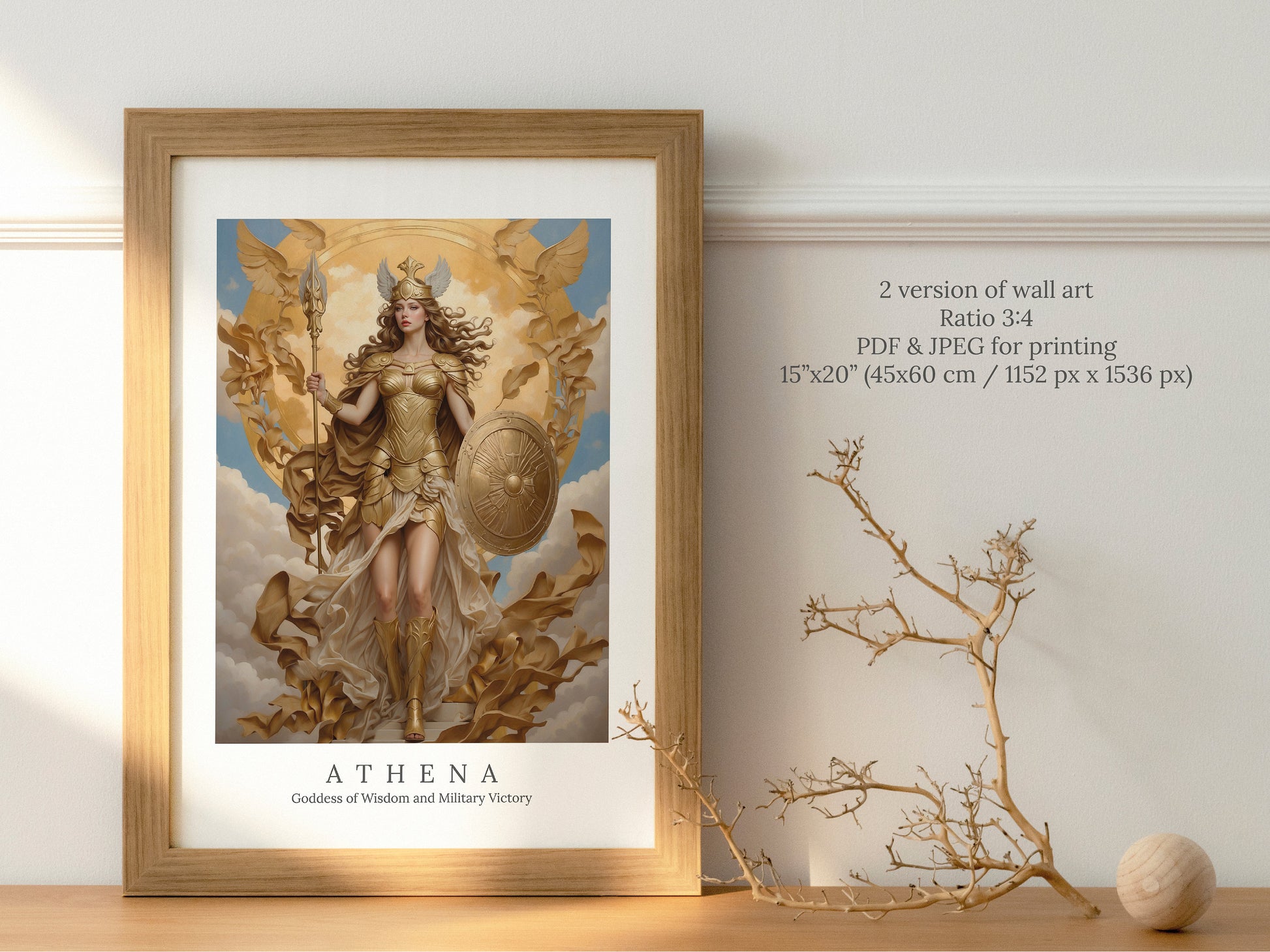 Athena Digital Art - Goddess of Wisdom, Goddess of Victory, Goddess of War, Ancient Greek Art, Greek Mythology, Athena Painting, Altar Decor