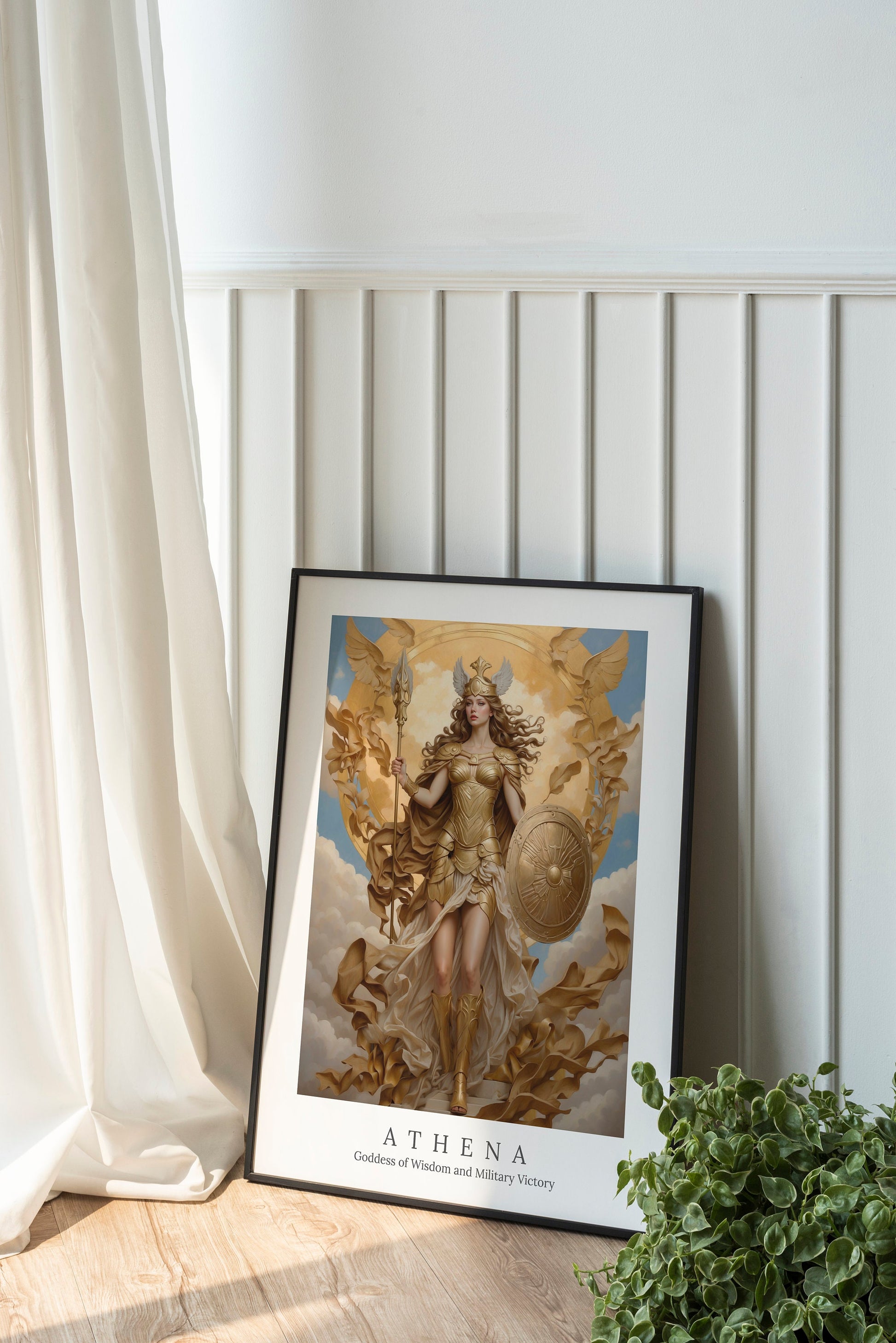 Athena Digital Art - Goddess of Wisdom, Goddess of Victory, Goddess of War, Ancient Greek Art, Greek Mythology, Athena Painting, Altar Decor