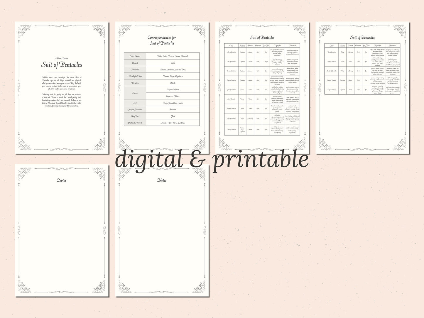 Tarot Cheat Sheets - Beginner and Advanced Tarot Readers, Printable, Instant Download, Ebook, Guide, Tarot Guide, Tarot Symbolism, Digital