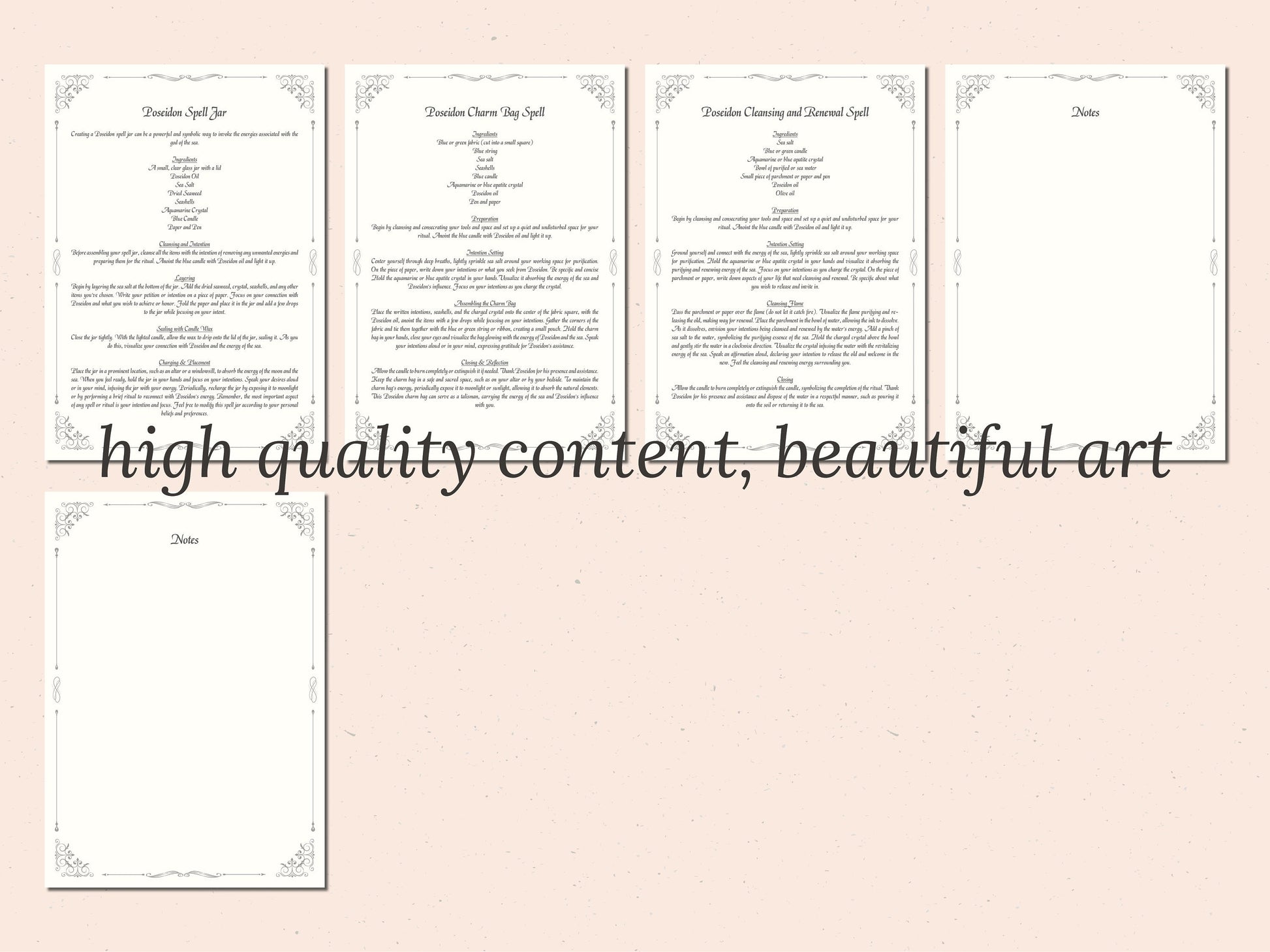 Poseidon - Grimoire Pages, Greek God, Olympian God, God of the Sea and Water, Book Of Shadows, Witch Journal, God Poseidon, Water Magic, BOS