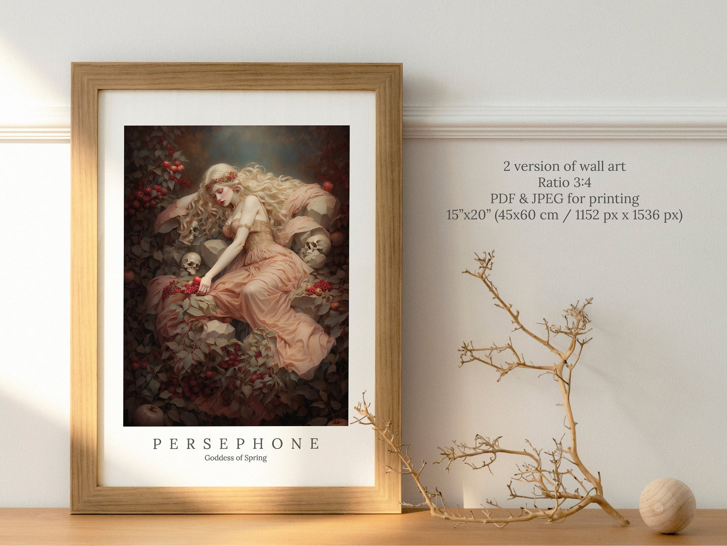 Persephone Digital Art - Goddess of Spring, Goddess of the Dead, Queen of Underworld, Printable Wall Art, Greek Mythology, Greek Goddess