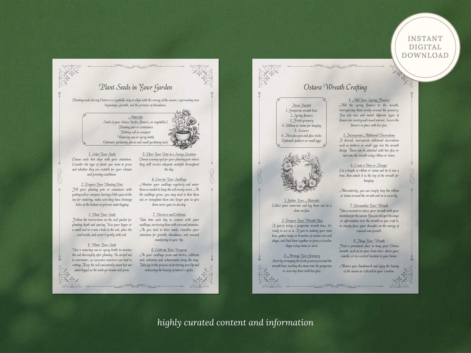 Ostara - Rituals and Ceremonies, Printable Grimoire Pages, Book of Shadows, Spring Equinox, Vernal Equinox, Wiccan Tradition, Witch Festival