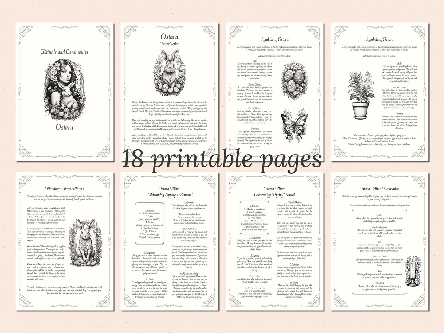 Ostara - Rituals and Ceremonies, Printable Grimoire Pages, Book of Shadows, Spring Equinox, Vernal Equinox, Wiccan Tradition, Witch Festival